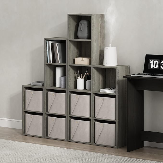 Furinno PASIR Book Shelf, 5-Tier Tall Narrow Bookshelf, Open Shelves Bookcase