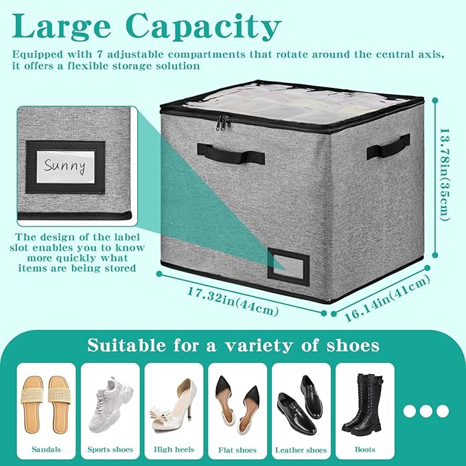 UPgraded Stackable Shoe Box Organizer for Closet, Clear Lid & Reinforced Handles, 16-32 Pairs (Sneakers to Heels), Sturdy Storage Solution for Home, Travel & Entryway, Grey