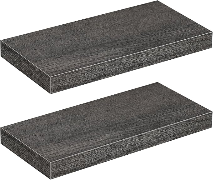 Floating Shelves for Wall, Wall Mounted Shelf Set of 2, Charcoal Gray BC40BJ01
