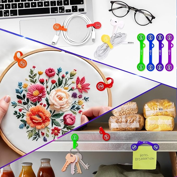 Cable Cord Organizer Magnetic Cord Organizers Twist Ties Magnet Clips Cord Wrap Keepers For Charging Cord Headphone Cord Holder Silicone Cable Strap Appliance Fridge Bookmark Whiteboard Keychain 7PACK