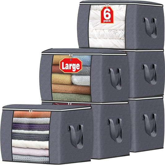 Fab totes 24 Gallons Clothes Storage, 6 Pack,Grey