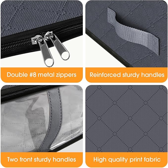 Under Bed Storage Bags 10 Pack, Grey
