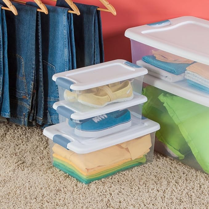 36-Pack Latching Box, Under Bed Storage Bins with Lids, Clear Plastic, 6 Quart