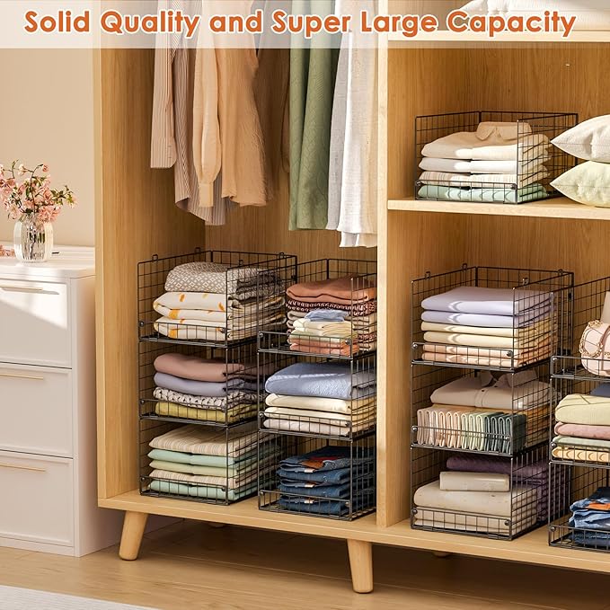 5-Tier Stackable Closet Storage Baskets, Closet Organizers and Storage Shelves