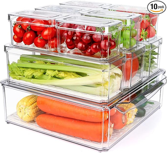 10 Pack Refrigerator Pantry Organizer Bins