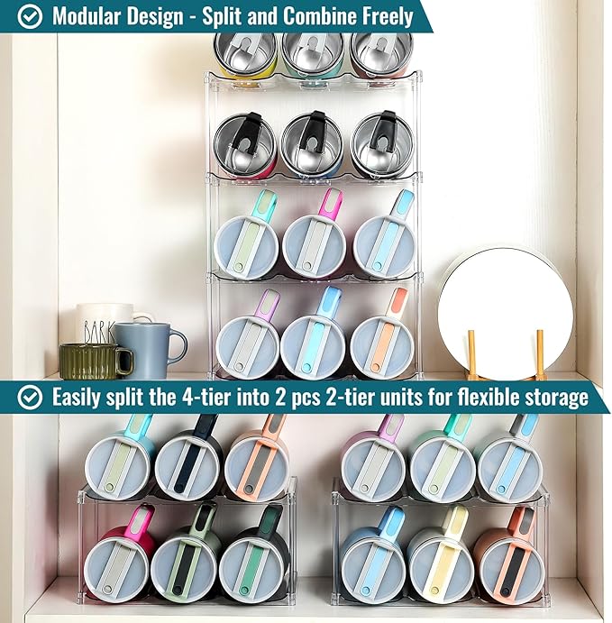 Design for Stanley 40 OZ & Large Bottles & Tumblers with Handle, 4 Tier Hold 12