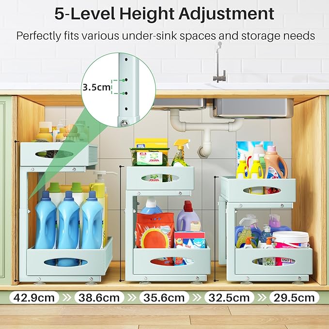 2 Pack Under Sink Organizer, Blue