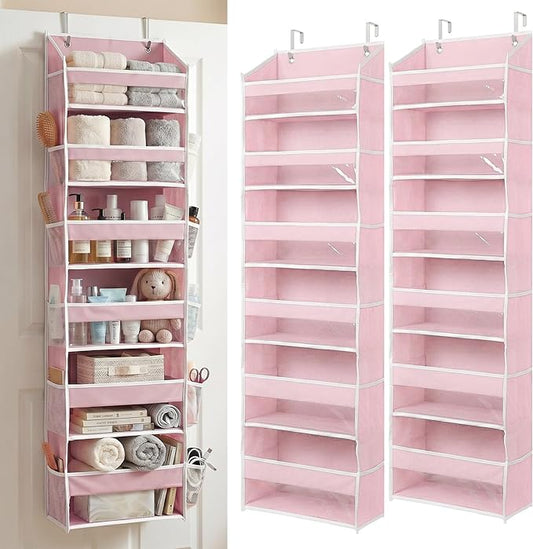 THEORY UPGRADED 6 Tiers Over The Door Organizer Hanging, Baby Pink, 2pc