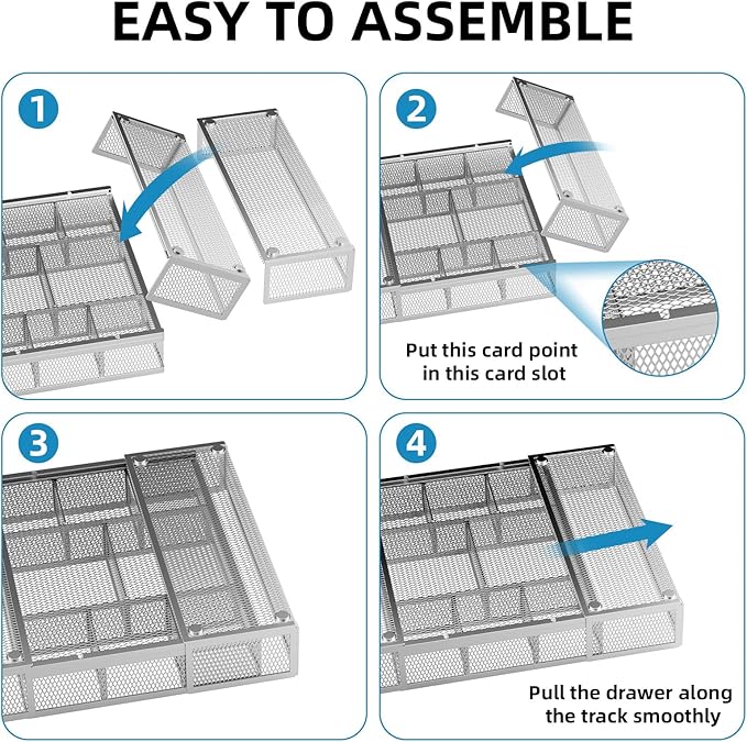 Expandable Desk Drawer Organizer, Expandable-Silver