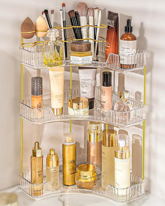 SOURCE Makeup Organizer for Vanity, Kitchen（Clear