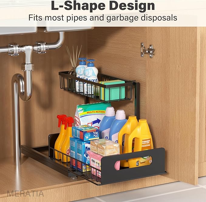 Sturdy Metal Under Sink Organizer 2 Tier