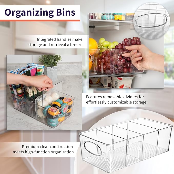 Plastic Pantry Bins with Removable Dividers
