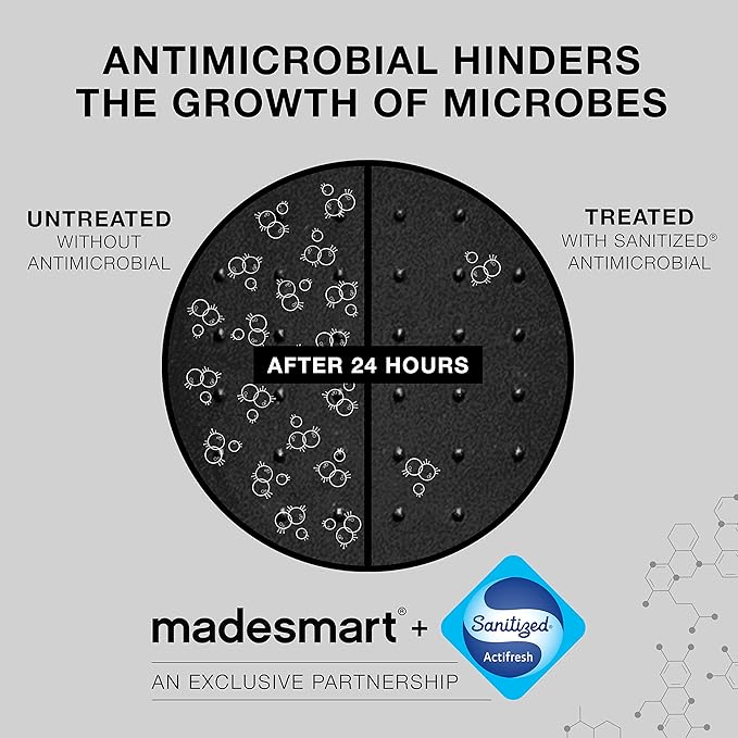 madesmart Antimicrobial 16 x 6 Clear Soft Grip Bin, 16" x 6", Carbon