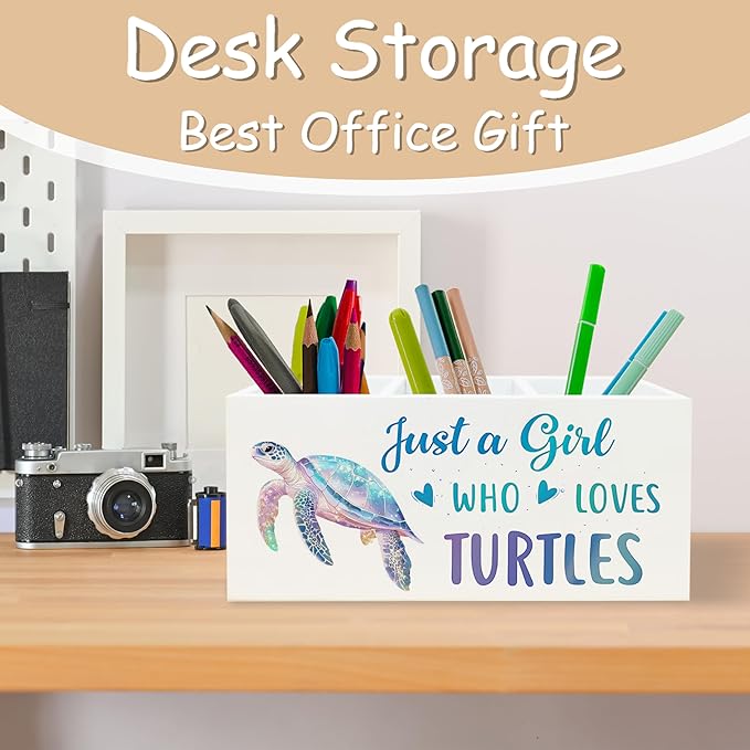 Sea Turtle Coastal Pen Holder for Home Office Desk, Sea Turtles Gifts for Women, Beach Office Decor, Beach Turtle Makeup Brush Toothbrush Holder Organizer for Bathroom Desk Accessories