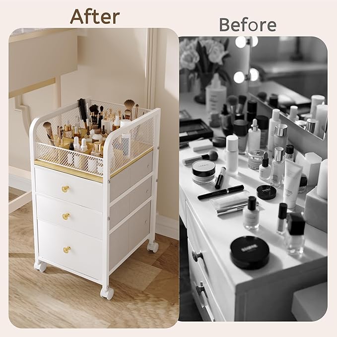 Makeup Organizer Storage Cart with Drawers, Makeup Organizer on Wheels