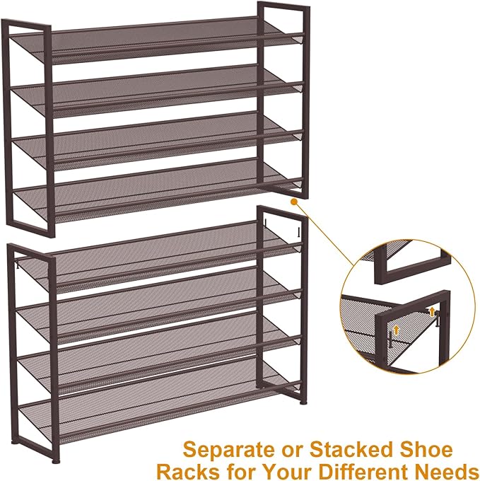 Large Shoe Rack 8 Tier Shoe Organizer, Bronze