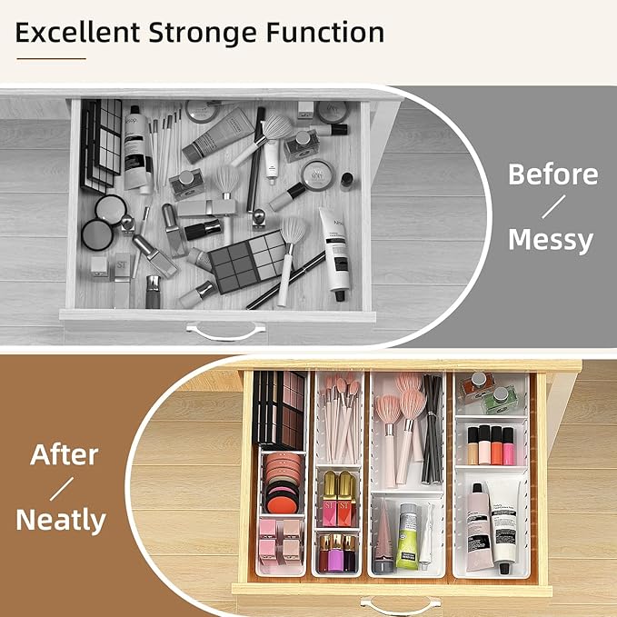 Desk Drawer Organizer Tray 4 PCS Plastic Office Drawer Organizer Bins Junk