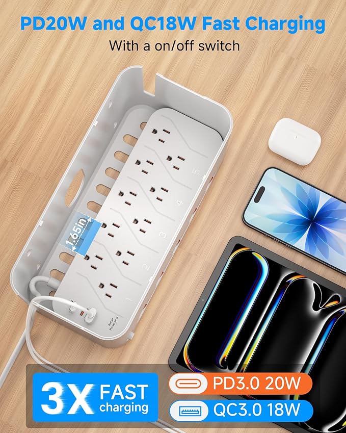 Surge Protector Power Strip with Cable Management Box