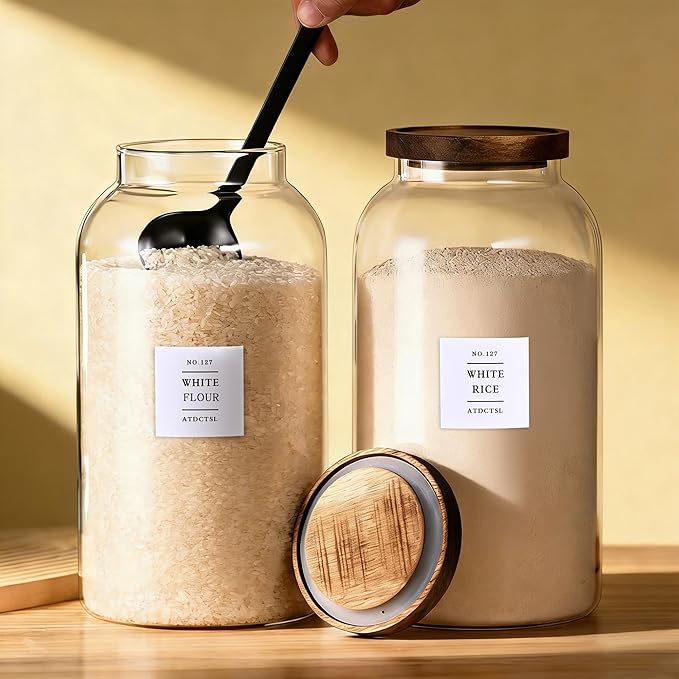Large Glass Jar with Lid,（1Gallon/4000ML） Airtight Storage Container for Kitchen Countertop, Pantry, Coffee, Tea, Flour, Walnuts and Candy
