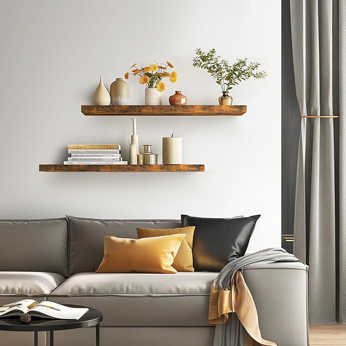 Floating Shelves, 36 inches Long Wall Mounted Rustic Wood Shelves for Bathroom