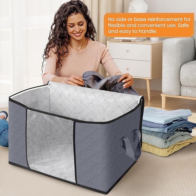 Fab totes 24 Gallons Clothes Storage, 10 Pack,Grey