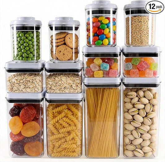 12 Pcs Pop Containers Set, Airtight Food Storage with Lids