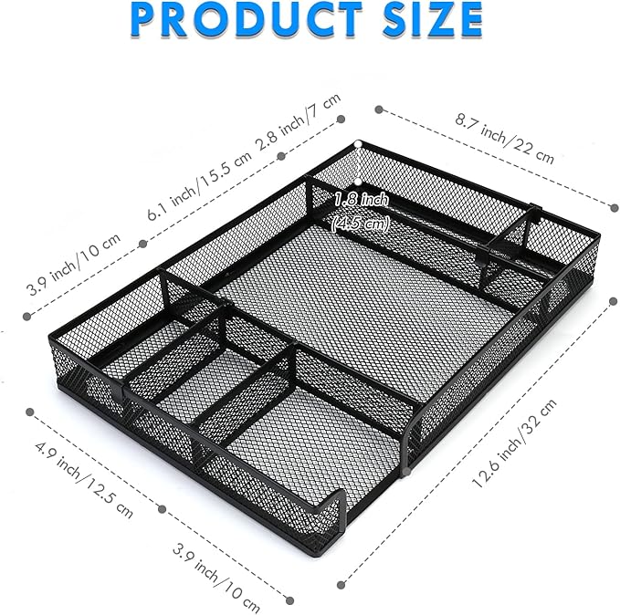 Desk Drawer Organizer Tray with Adjustable Compartments