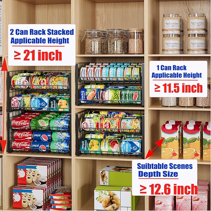 2-Tier Stackable Rack Organizer for Pantry, 4 Pack
