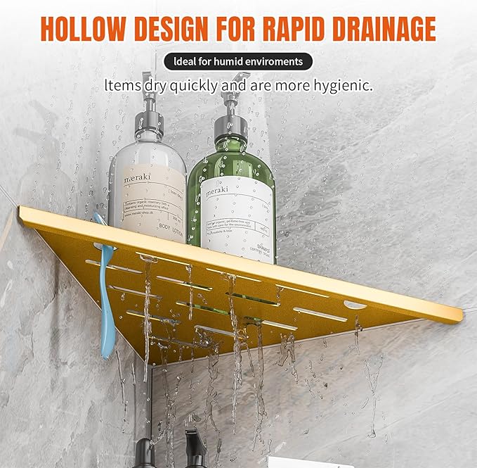 Shower Corner Shelf with Razor Hole, Modern Style Shower Caddy