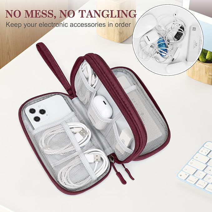 Electronic Organizer, Earphone Wine Red