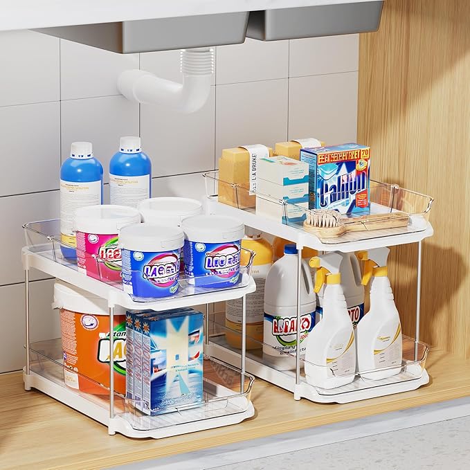 3 Pack 2-Tier Bathroom Under Sink Organizers and Storage