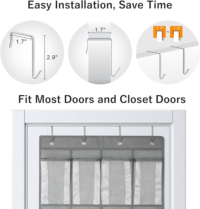 F-color Large Hanging Organizer - Over the Door Shoe Organizer, Cruise Essentials for Closet & Pantry, 20 Breathable Mesh Pockets, Space Saving Hanging Storage Holder with 4 Heavy-Duty Metal Hooks