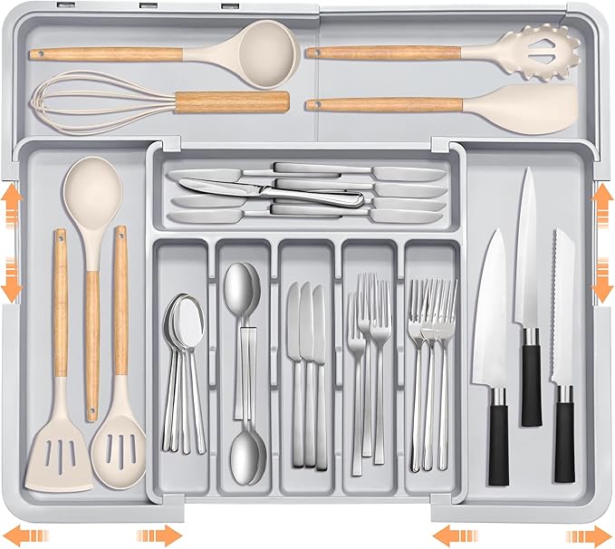 Silverware Organizer Expandable Kitchen Drawer Organizer Adjustable 22"x 19"