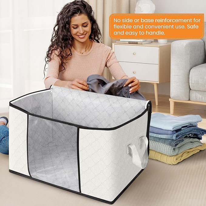 Fab totes 24 Gallons Clothes Storage, 4 Pack,Ivory
