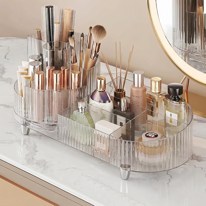 Rotating Makeup Organizer for Vanity, Crystal Clear