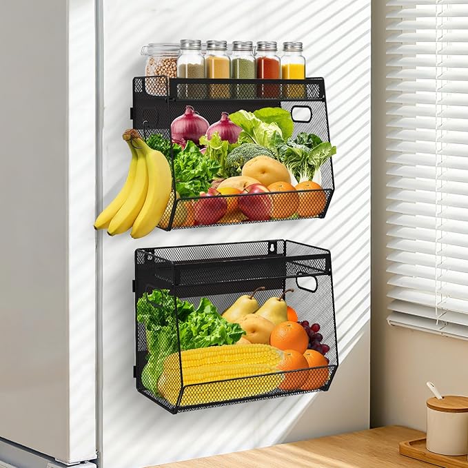 2 Set Magnetic Shelf Basket for Fridge
