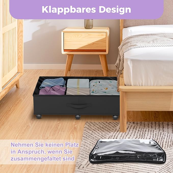 2-Pack Under Bed Storage Organizer with Clear Zippered Lid