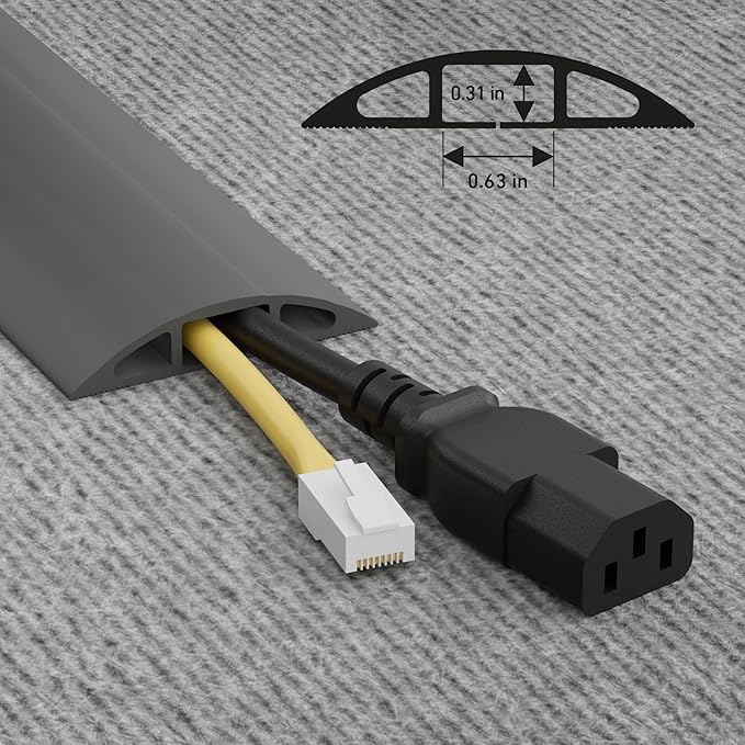 D-Line 6ft Floor Cord Cover, Cable Channel, Protect Cords, Prevent Trips