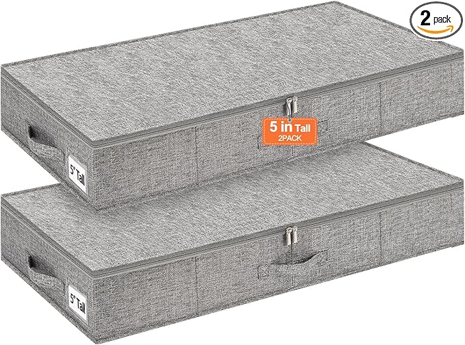 5 inches High Low Profile Under Bed Storage with Sturdy Sides & Bottom