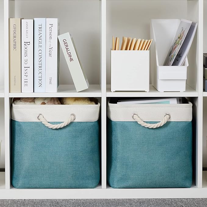 Bidtakay Foldable Storage Bins Set of 2 Tall Cloth Baskets 16" X 11.8" X 11.8"
