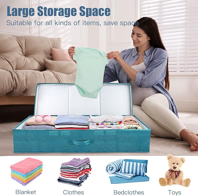 Underbed Storage Containers Bin with Lids (2pcs) Large Under Bed Storage