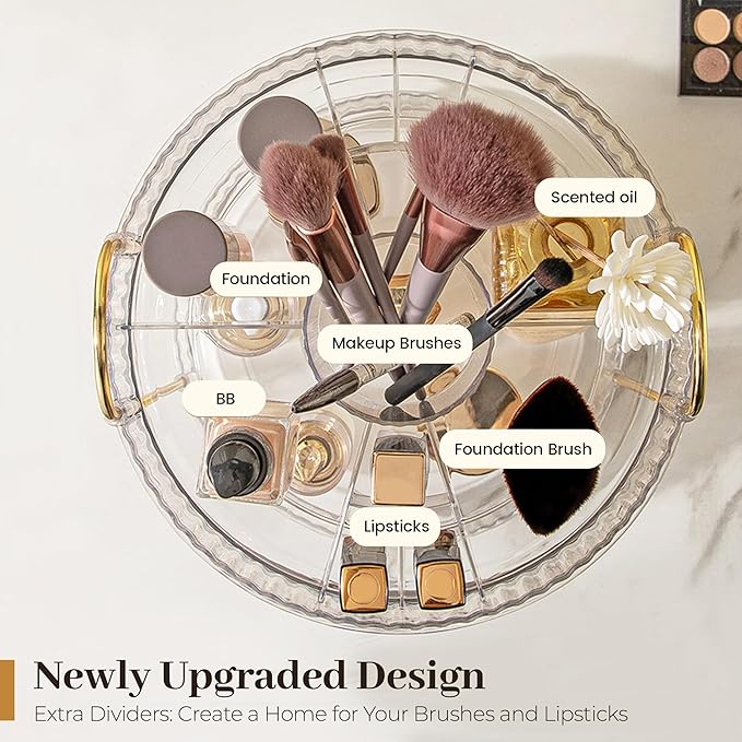 360 Rotating Makeup Organizer for Vanity, White