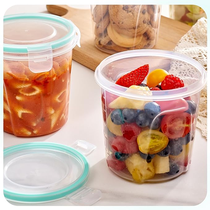 Vtopmart 12 Pack 24oz Soup Containers with Airtight Lids, Deli Containers for Take-out, Plastic Food Freezer Storage Containers for Meal Prep, Salad, Fruit, Lunch, Microwave/Dishwasher/Freezer Safe