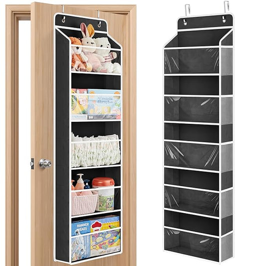 Toy Stuffed Animal Storage, Over The Door Organizer W/Clear View Windows, Black