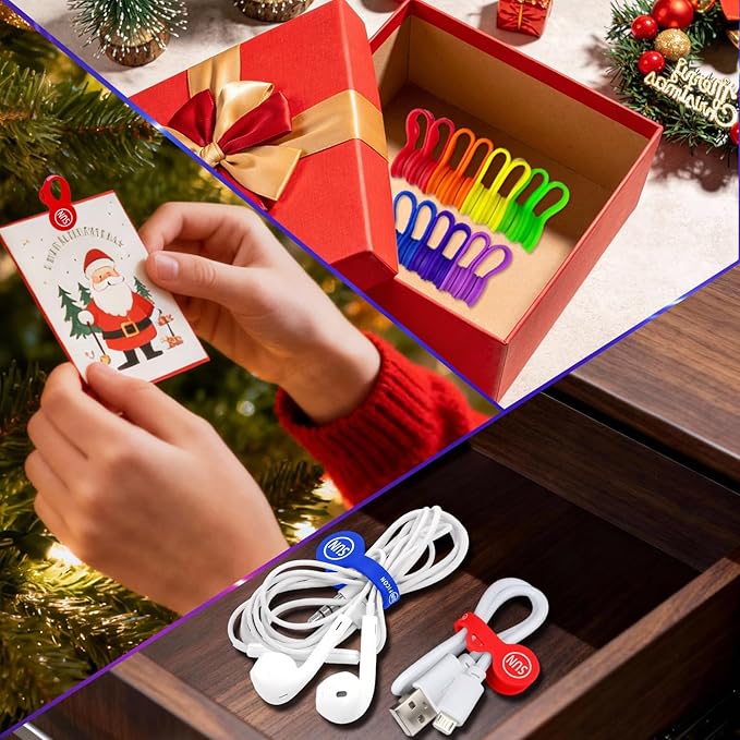 Cable Cord Organizer Magnetic Cord Organizers Twist Ties Magnet Clips Cord Wrap Keepers For Charging Cord Headphone Cord Holder Silicone Cable Strap Appliance Fridge Bookmark Whiteboard Keychain 7PACK