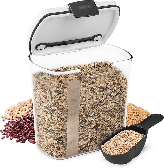 2.5-Quart Grain Storage Container with Hinged Lid, Clear, BPA-Free