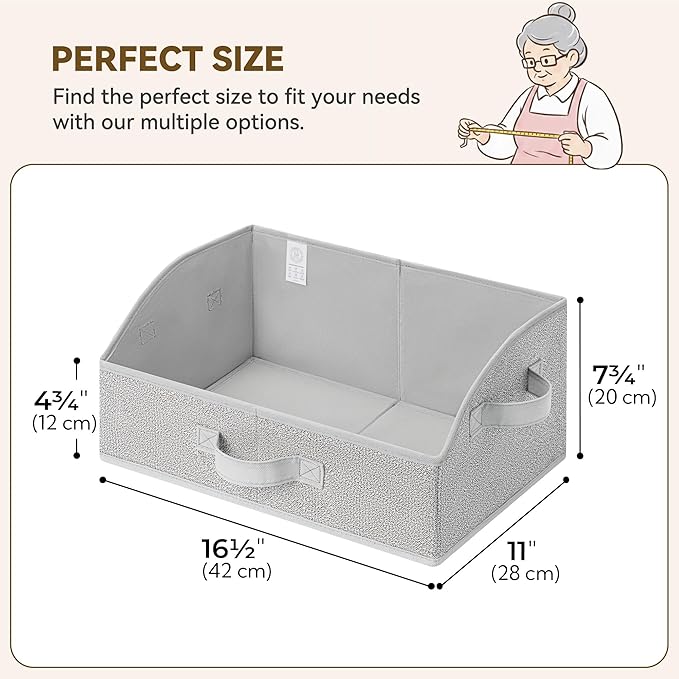 GRANNY SAYS Closet Organizer Bins, Trapezoid Storage Bin, Storage Baskets for Shelves, Collapsible Clothes Organizers and Storage, Baskets for Organizing Clothes, Toys, Ash Gray, 3-Pack