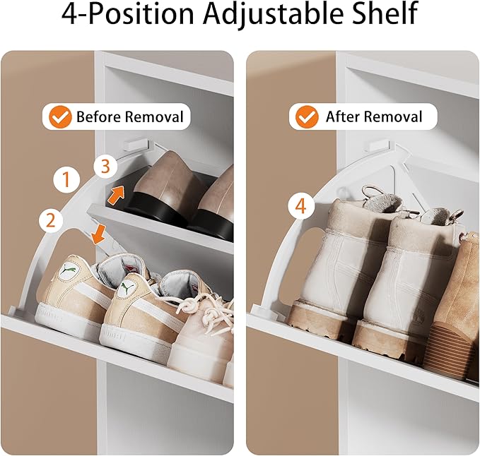 Shoe Storage Cabinet, Wood Shoe Organizer for Entryway with 3 Flip Drawers, Freestanding Shoe Rack with Adjustable Shelf, Narrow Shoe Dresser for Front Door Entrance(White, 47.2" x 31.5" x 9.25")