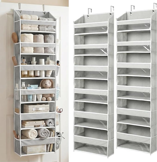THEORY UPGRADED 6 Tiers Over The Door Organizer Hanging, Light Gray, 2pc