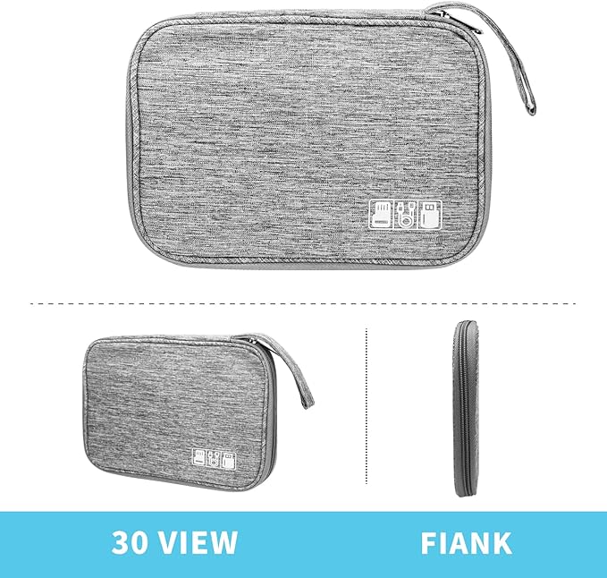 Electronics Organizer Travel Case, Electronic Accessories Storage Bag, Grey